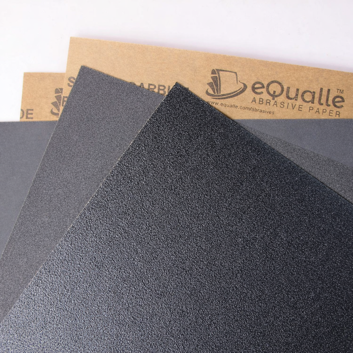 A front view of an eQualle assorted grit sandpaper kit for wet and dry sanding setup planning.