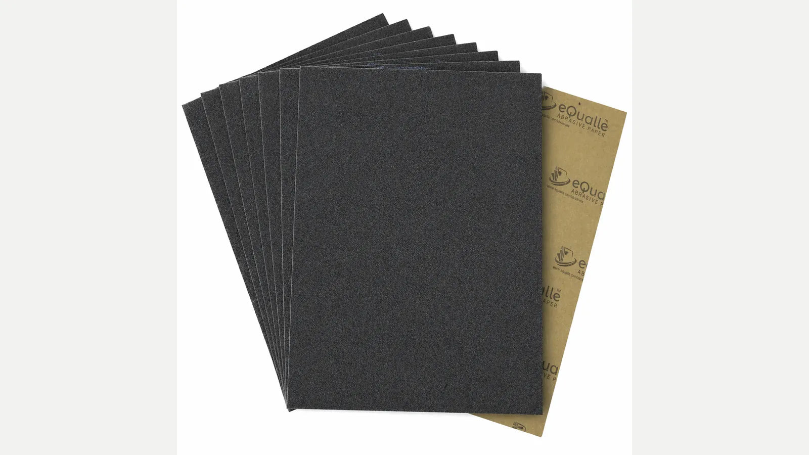 eQualle 3000 grit sandpaper sheets with branded backing.