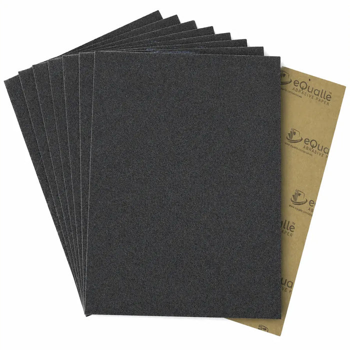 eQualle 3000 grit sandpaper sheets with branded backing.