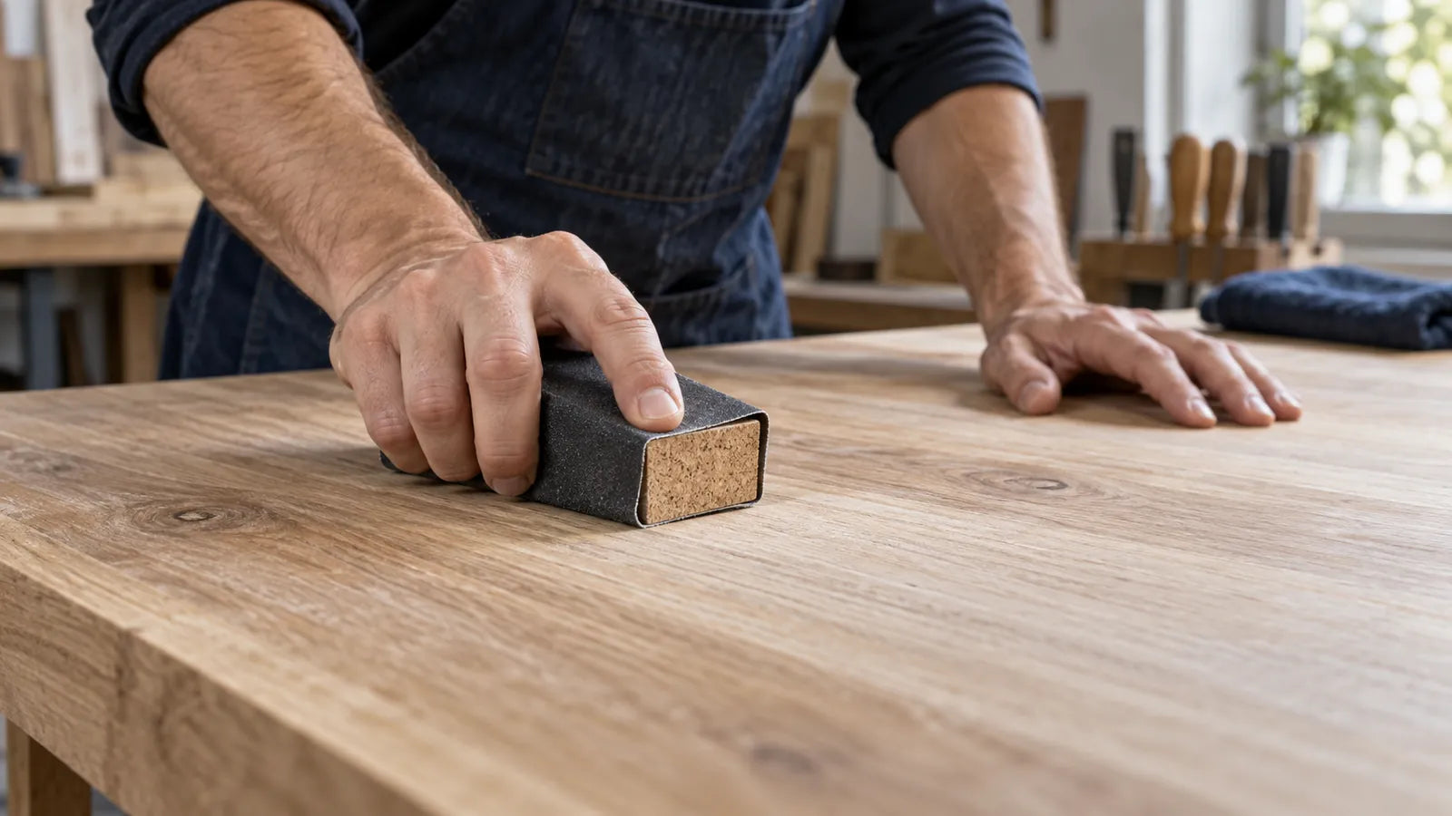 Illustration of a wooden tabletop with visible grain.