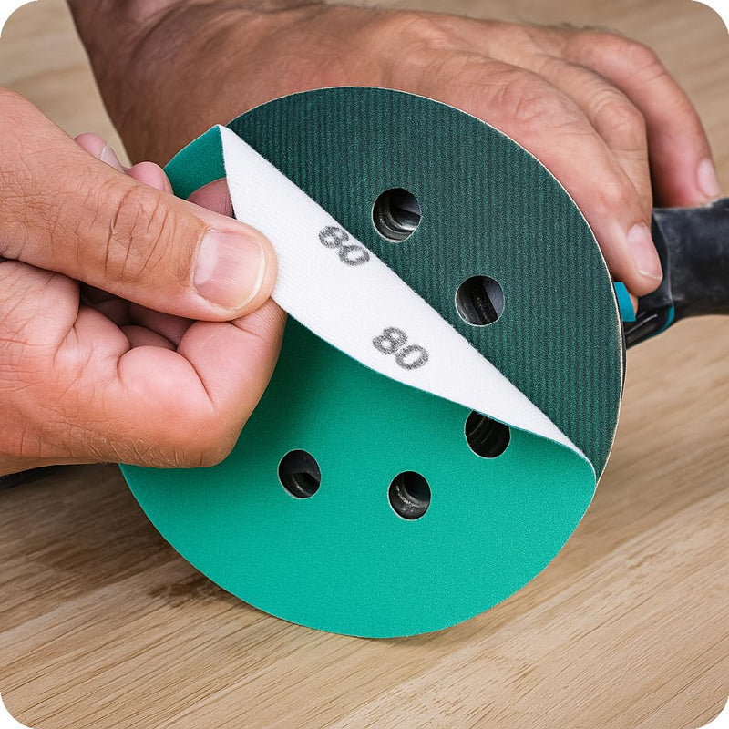 5-Inch 8-Hole Sanding Discs, Hook & Loop, Assorted Grit (50-Pack)