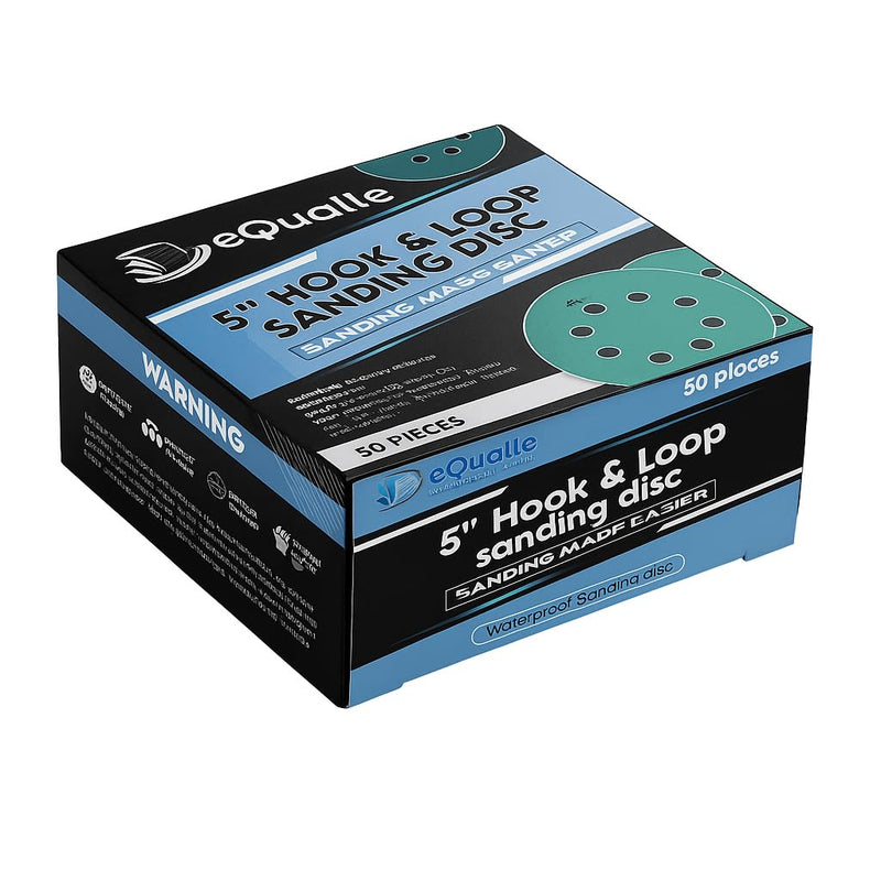 5-Inch 8-Hole Sanding Discs, Hook & Loop, Assorted Grit (50-Pack)