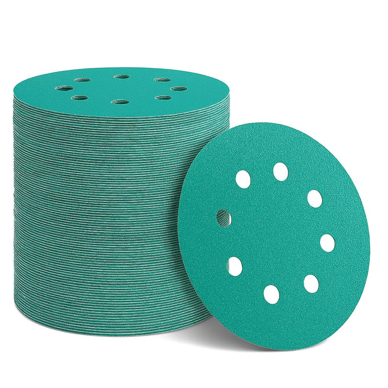 5-Inch 8-Hole Sanding Discs, Hook & Loop, Assorted Grit (50-Pack)