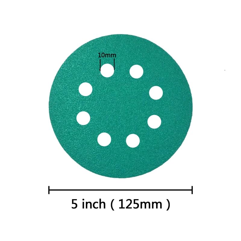 5-Inch 8-Hole Sanding Discs, Hook & Loop, Assorted Grit (50-Pack)
