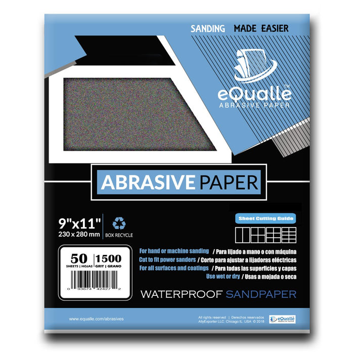 Abrasive Paper | 50 Sheets | Grit 1500 | Extra Buffing | 9" x 11" | Waterproof Sandpaper