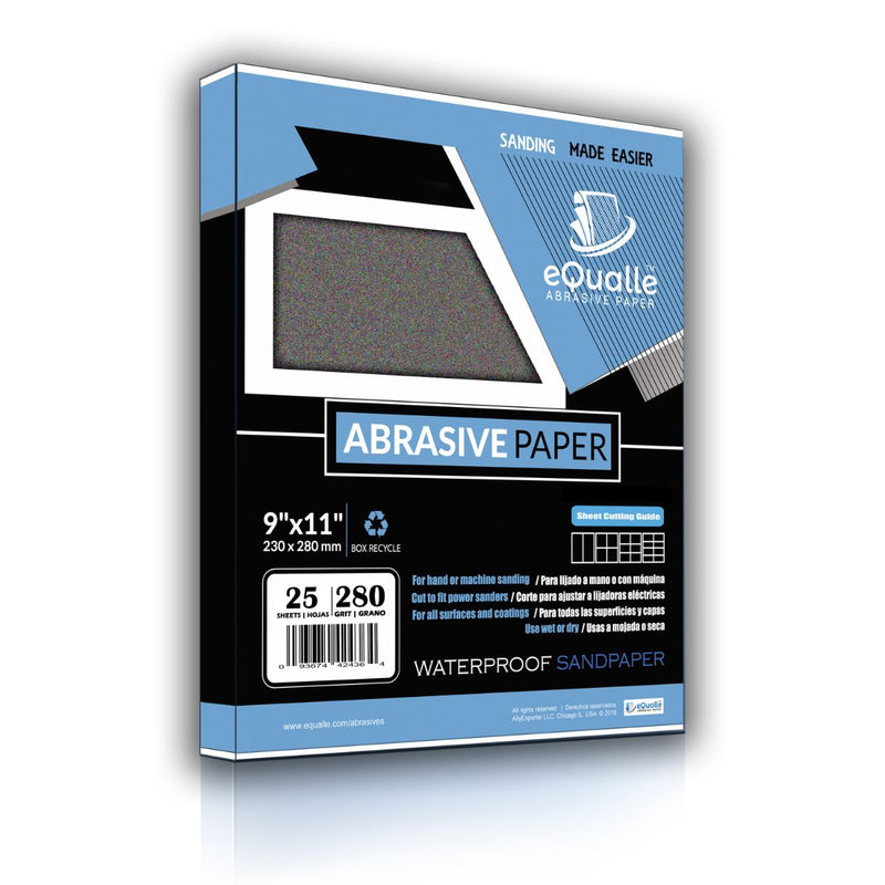 280 Grit Sandpaper Sheets – 25 Pack, 9x11 in, Wet or Dry Use
